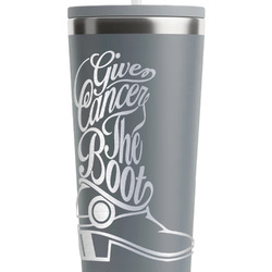 Fighting Cancer Quotes and Sayings RTIC Everyday Tumbler with Straw - 28oz - Grey - Double-Sided