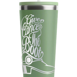 Fighting Cancer Quotes and Sayings RTIC Everyday Tumbler with Straw - 28oz - Light Green - Double-Sided