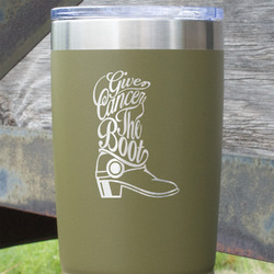 Fighting Cancer Quotes and Sayings 20 oz Stainless Steel Tumbler - Olive - Single Sided