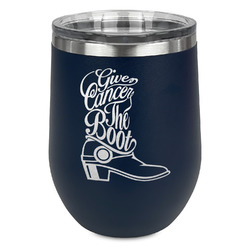 Fighting Cancer Quotes and Sayings Stemless Stainless Steel Wine Tumbler - Navy - Single Sided
