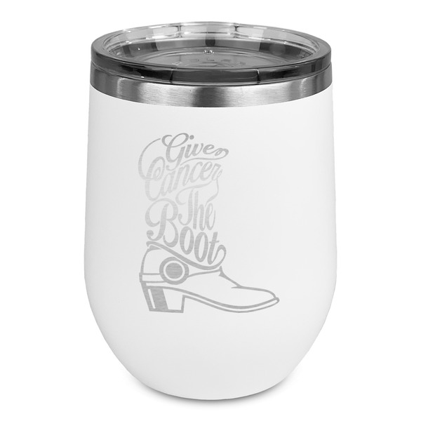 Custom Fighting Cancer Quotes and Sayings Stemless Stainless Steel Wine Tumbler - White - Double Sided