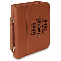 Christmas Quotes and Sayings Leatherette Bible Cover with Handle & Zipper - Large - Double Sided