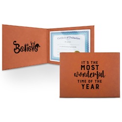 Christmas Quotes and Sayings Leatherette Certificate Holder - Front and Inside