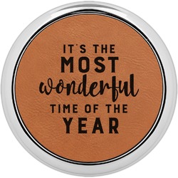 Christmas Quotes and Sayings Leatherette Round Coaster w/ Silver Edge - Single or Set