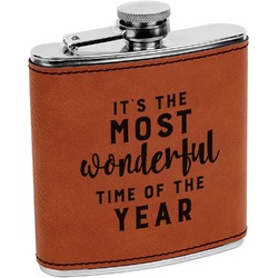 Christmas Quotes and Sayings Leatherette Wrapped Stainless Steel Flask