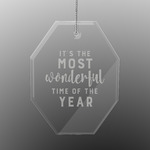 Christmas Quotes and Sayings Engraved Glass Ornament - Octagon