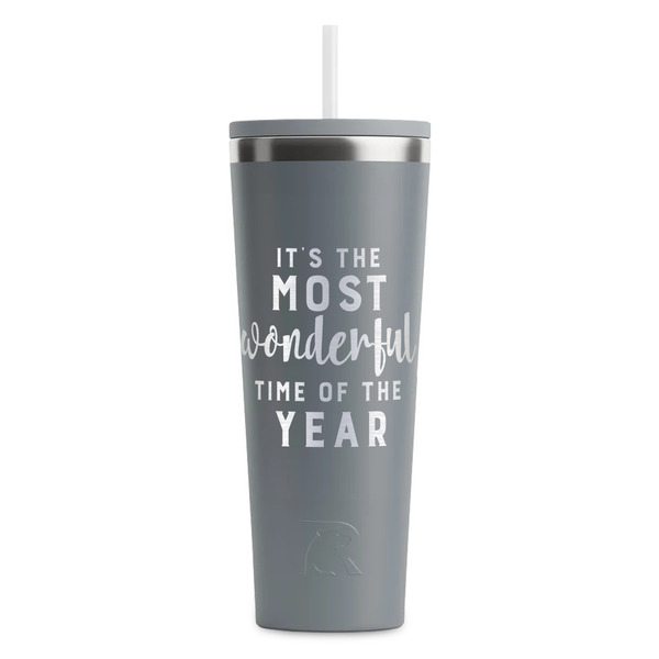 Custom Christmas Quotes and Sayings RTIC Everyday Tumbler with Straw - 28oz - Grey - Double-Sided