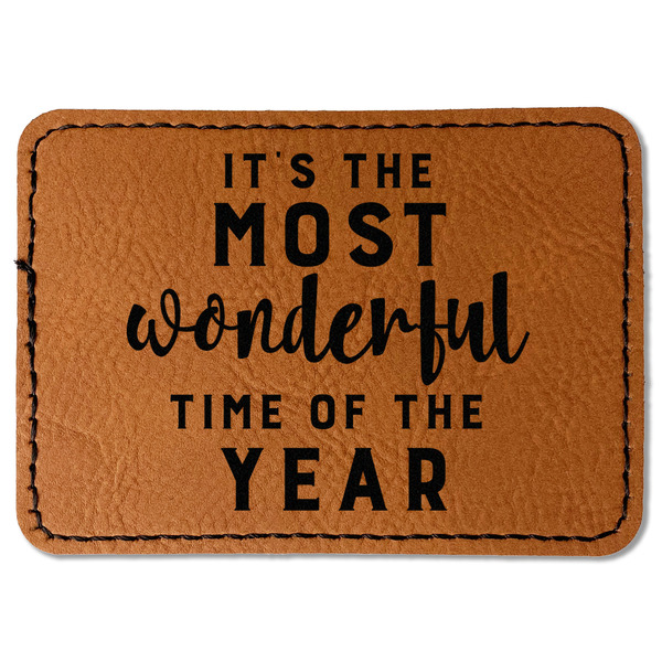 Custom Christmas Quotes and Sayings Faux Leather Iron On Patch - Rectangle