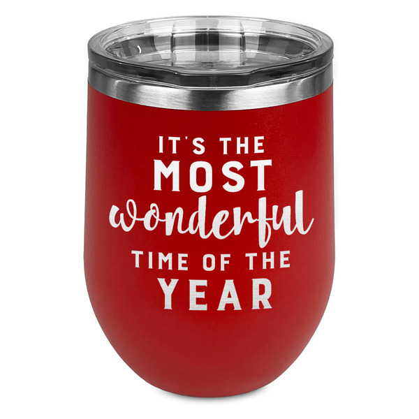 Custom Christmas Quotes and Sayings Stemless Stainless Steel Wine Tumbler - Red - Double Sided