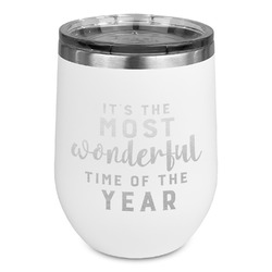Christmas Quotes and Sayings Stemless Stainless Steel Wine Tumbler - White - Single Sided