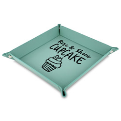 Cute Quotes and Sayings Faux Leather Dice Tray - 9" x 9"  - Teal