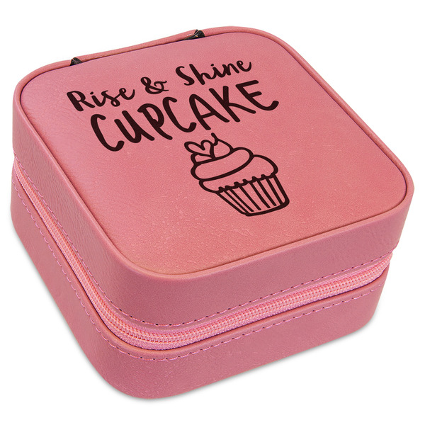 Custom Cute Quotes and Sayings Travel Jewelry Boxes - Pink Leather