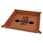 Exercise Quotes and Sayings Faux Leather Dice Tray - 9" x 9" - Rawhide