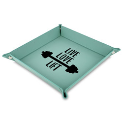 Exercise Quotes and Sayings 9" x 9" Teal Faux Leather Valet Tray