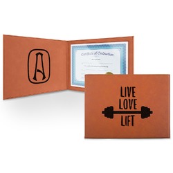 Exercise Quotes and Sayings Leatherette Certificate Holder - Front and Inside (Personalized)