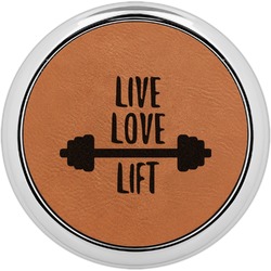 Exercise Quotes and Sayings Leatherette Round Coaster w/ Silver Edge