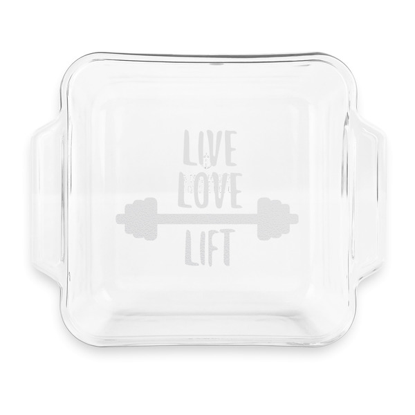 Custom Exercise Quotes and Sayings Glass Cake Dish with Truefit Lid - 8in x 8in