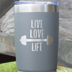 Exercise Quotes and Sayings 20 oz Stainless Steel Tumbler - Grey - Single Sided