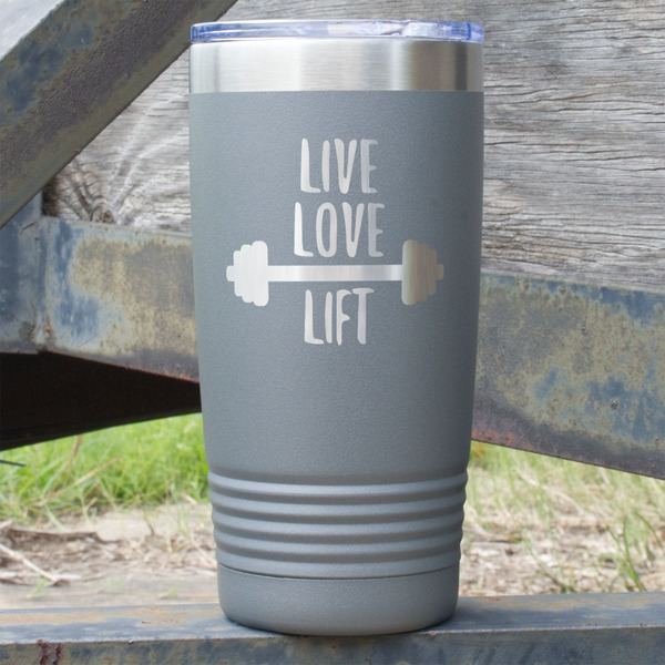 Custom Exercise Quotes and Sayings 20 oz Stainless Steel Tumbler - Grey - Double Sided