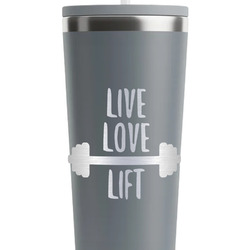 Exercise Quotes and Sayings RTIC Everyday Tumbler with Straw - 28oz - Grey - Double-Sided