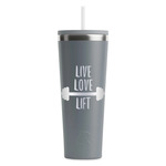 Exercise Quotes and Sayings RTIC Everyday Tumbler with Straw - 28oz - Grey - Double-Sided