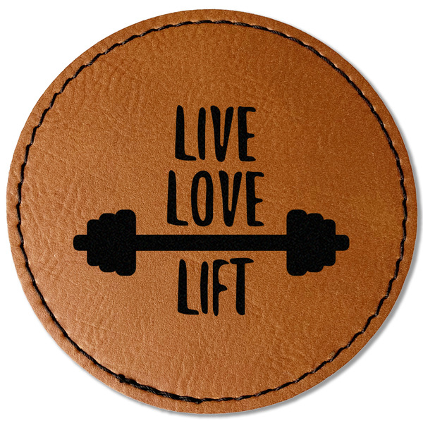 Custom Exercise Quotes and Sayings Faux Leather Iron On Patch - Round