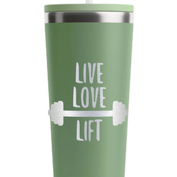 Exercise Quotes and Sayings RTIC Everyday Tumbler with Straw - 28oz - Light Green - Double-Sided