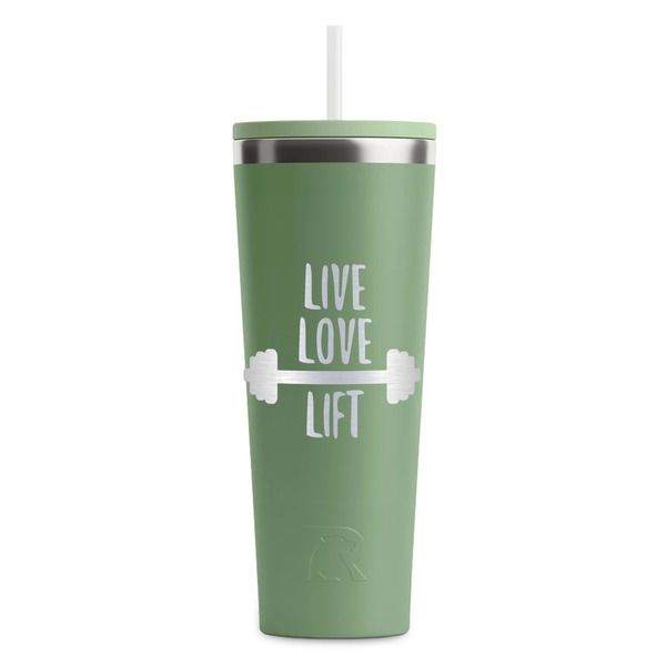 Custom Exercise Quotes and Sayings RTIC Everyday Tumbler with Straw - 28oz - Light Green - Double-Sided