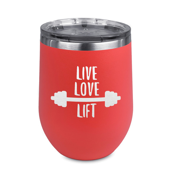 Custom Exercise Quotes and Sayings Stemless Stainless Steel Wine Tumbler - Coral - Double Sided