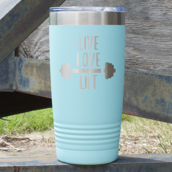 Custom Exercise Quotes and Sayings 20 oz Stainless Steel Tumbler - Teal - Double Sided