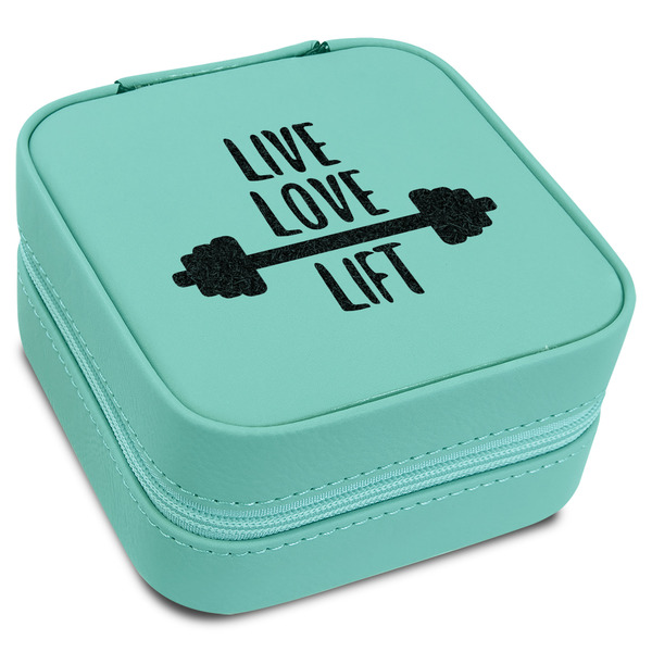 Custom Exercise Quotes and Sayings Travel Jewelry Box - Teal Leather