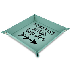 Fall Quotes and Sayings Faux Leather Dice Tray - 9" x 9"  - Teal