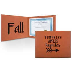 Fall Quotes and Sayings Leatherette Certificate Holder - Front and Inside (Personalized)