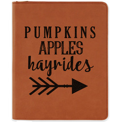Fall Quotes and Sayings Leatherette Zipper Portfolio with Notepad - Double Sided (Personalized)