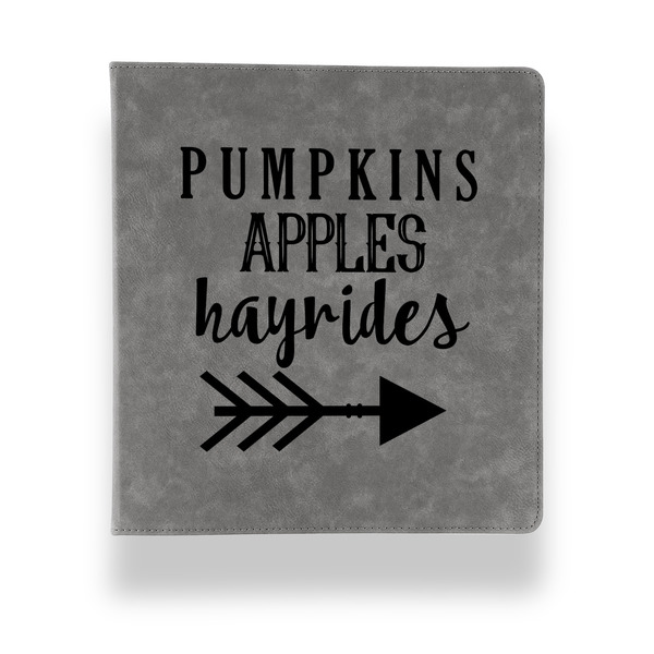 Custom Fall Quotes and Sayings Leather Binder - 1" - Grey