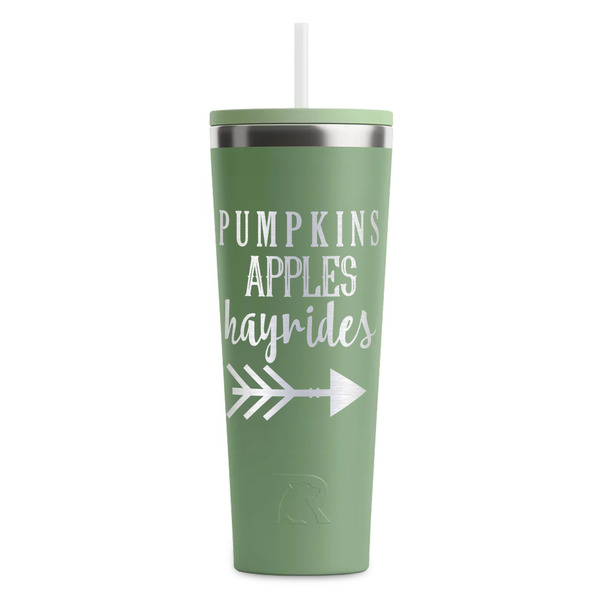 Custom Fall Quotes and Sayings RTIC Everyday Tumbler with Straw - 28oz - Light Green - Single-Sided