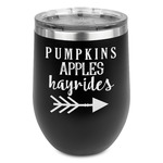 Fall Quotes and Sayings Stemless Stainless Steel Wine Tumbler - Black - Double Sided