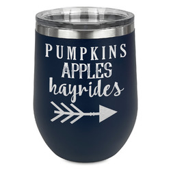 Fall Quotes and Sayings Stemless Stainless Steel Wine Tumbler - Navy - Single Sided