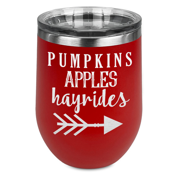 Custom Fall Quotes and Sayings Stemless Stainless Steel Wine Tumbler - Red - Single Sided