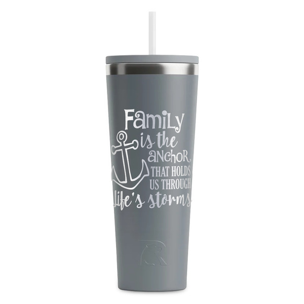 Custom Family Quotes and Sayings RTIC Everyday Tumbler with Straw - 28oz - Grey - Double-Sided