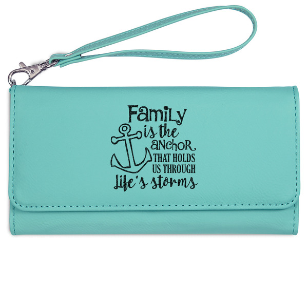 Custom Family Quotes and Sayings Ladies Leatherette Wallet - Laser Engraved- Teal