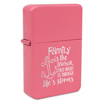 Family Quotes and Sayings Windproof Lighter - Pink - Double Sided & Lid Engraved