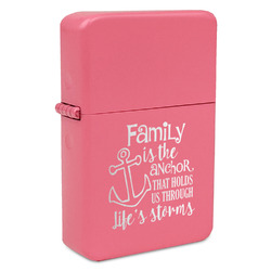 Family Quotes and Sayings Windproof Lighter - Pink - Double Sided & Lid Engraved