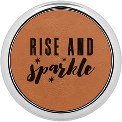 Glitter / Sparkle Quotes and Sayings Leatherette Round Coaster w/ Silver Edge - Single or Set