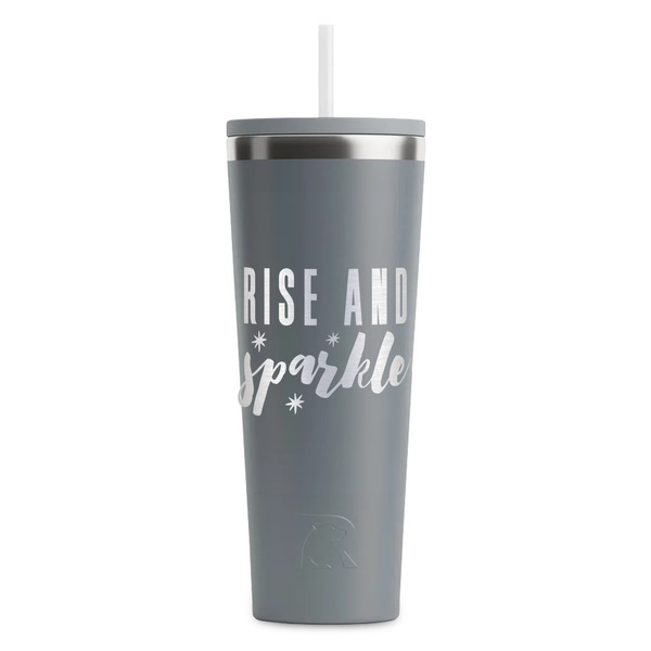 Custom Glitter / Sparkle Quotes and Sayings RTIC Everyday Tumbler with Straw - 28oz - Grey - Single-Sided