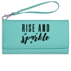 Glitter / Sparkle Quotes and Sayings Ladies Leatherette Wallet - Laser Engraved- Teal