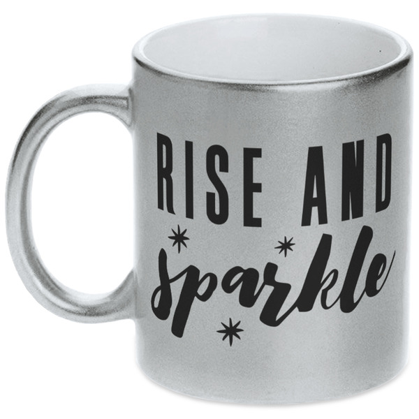 Custom Glitter / Sparkle Quotes and Sayings Metallic Silver Mug