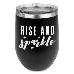 Glitter / Sparkle Quotes and Sayings Stemless Stainless Steel Wine Tumbler - Black - Single Sided