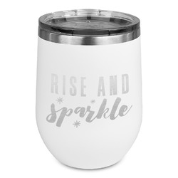 Glitter / Sparkle Quotes and Sayings Stemless Stainless Steel Wine Tumbler - White - Single Sided