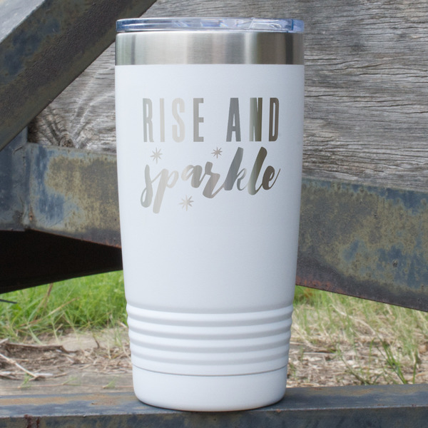 Custom Glitter / Sparkle Quotes and Sayings 20 oz Stainless Steel Tumbler - White - Double Sided